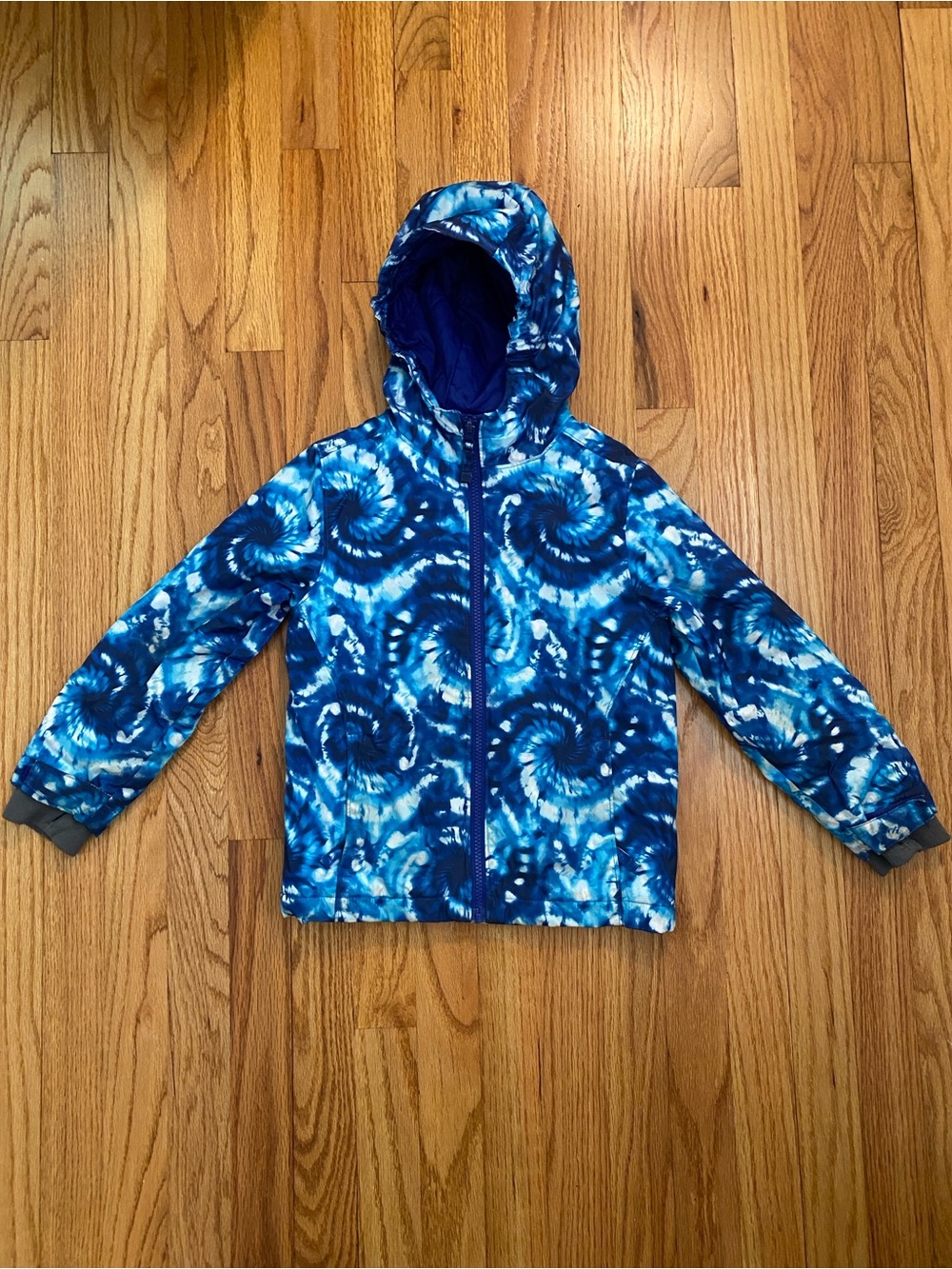 Lands' End Blue Tie-Dye Hooded Jacket